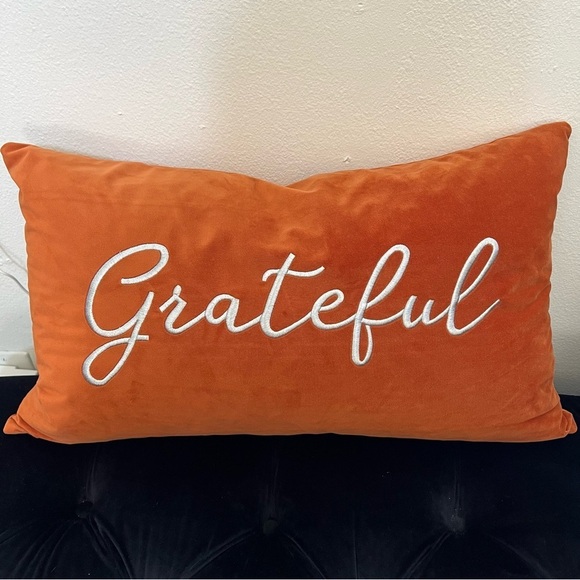 Rodeo Home Grateful Accent Pillow Home Fall Decor Orange Rectangular - Picture 1 of 8